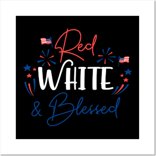 Red White & Blessed Shirt 4th of July Cute Patriotic America Posters and Art